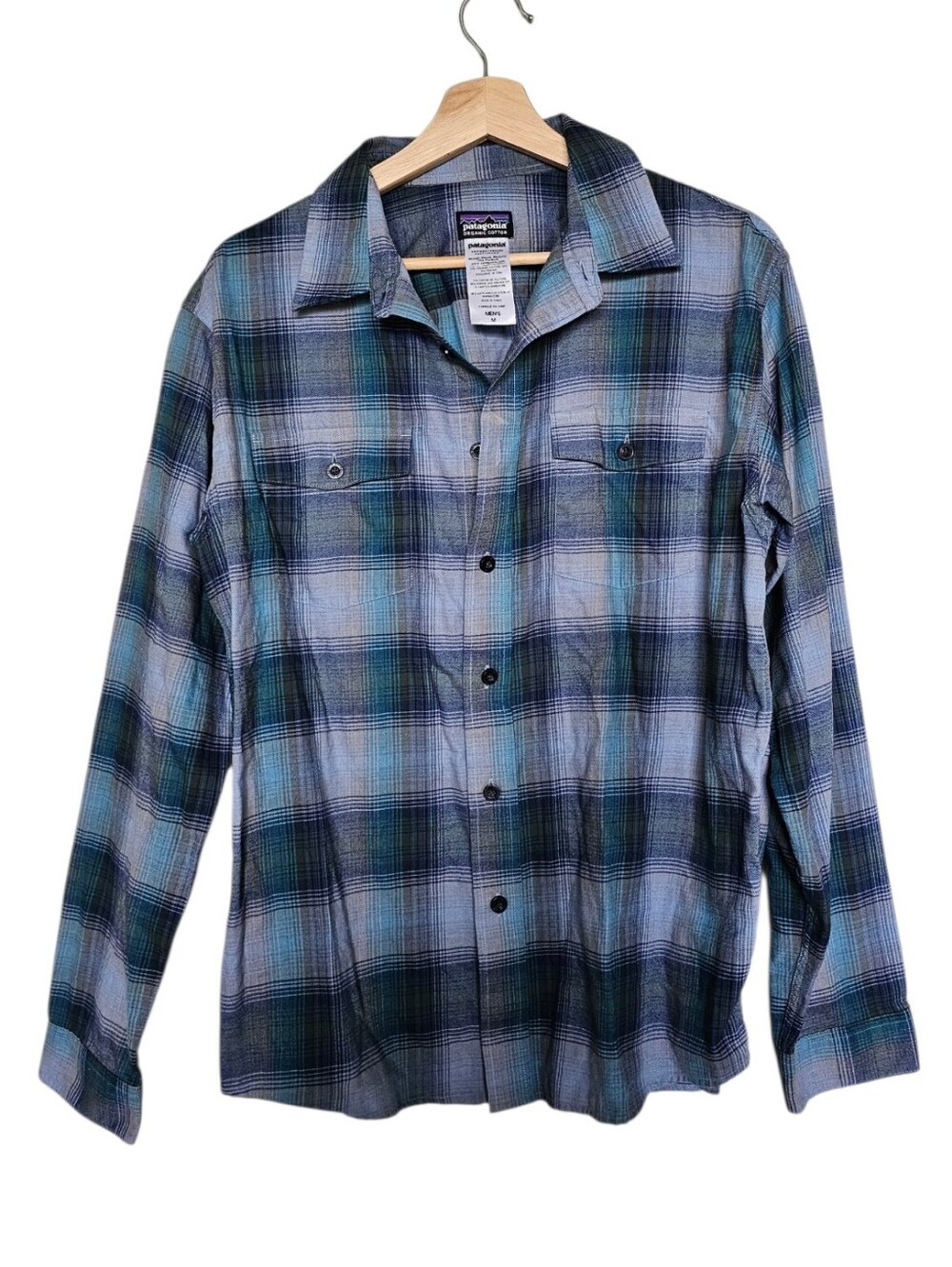Patagonia Men’s Plaid Button-Up Shirt - Blue Green Mens Size Medium